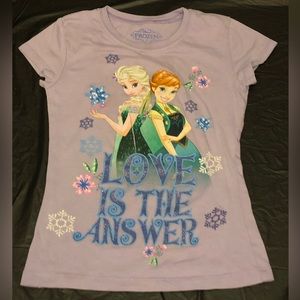 Disney Frozen Purple Love is the Answer Kids Graphic Tee